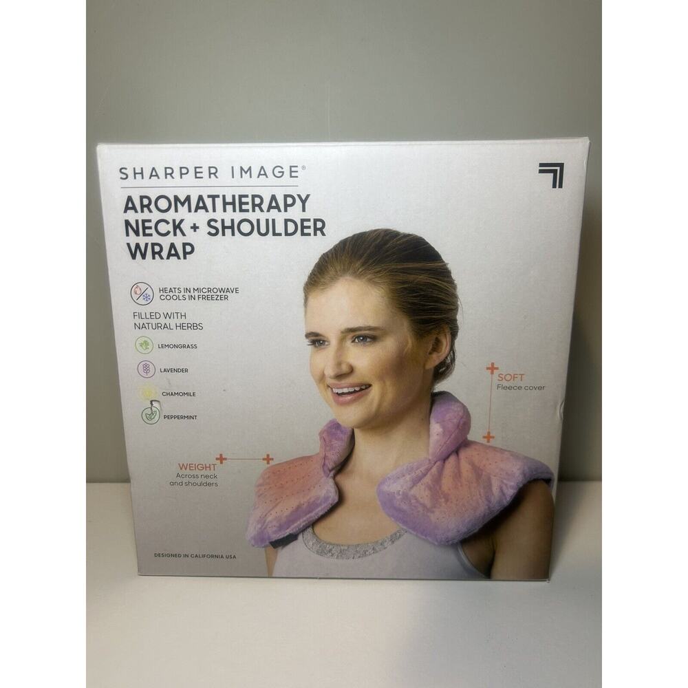 Sharper Image Purple Heated Neck + Shoulder Wrap With Natural Herbs Weighted